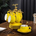 A039257高級感ティー・コーヒーカップセット カップ&ソーサー6客 陶磁器ティーセット