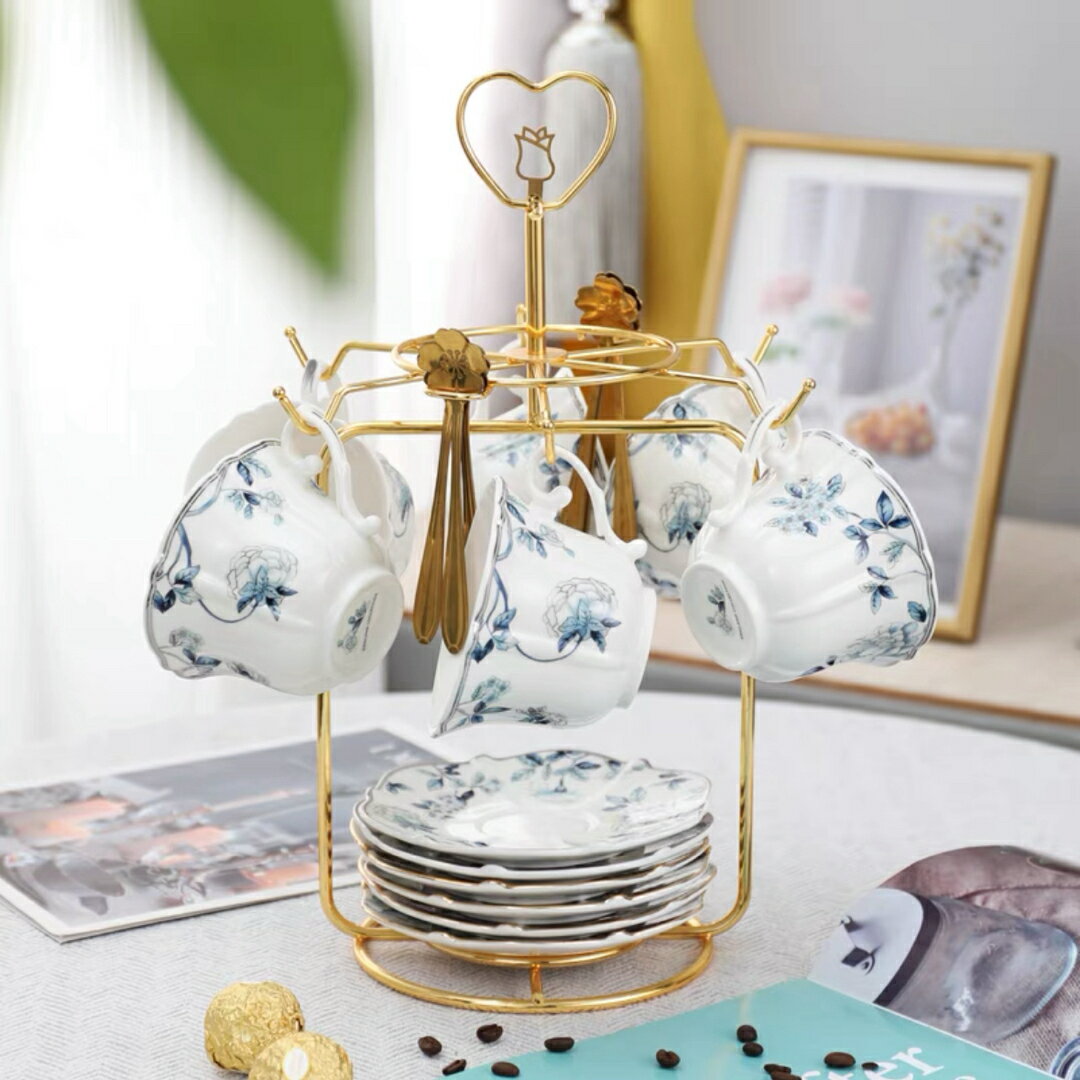 Other - A039413西洋調ティーカップセット 花柄陶器 高級感 カップ＆ソーサー 6客コーヒーカップ