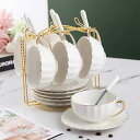 A039438西洋調ティーカップ セット 陶器 高級感 カップ&ソーサー 6客コーヒーカップ