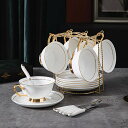 A039447西洋調ティーカップ セット 陶器 高級感 カップ&ソーサー 6客コーヒーカップ