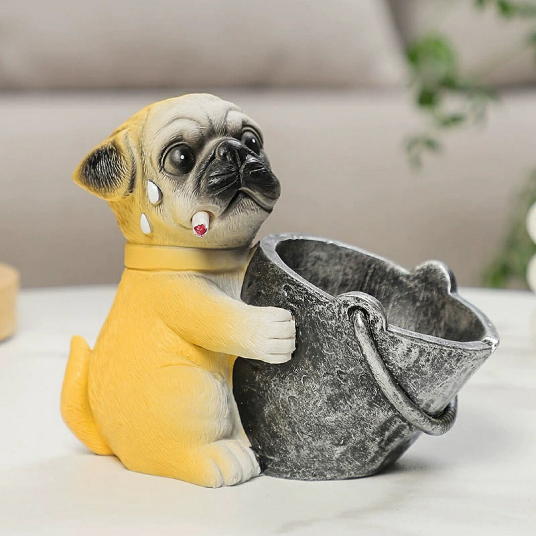 パグ 置物 小物入れドッグ 犬 収納ボックス 卓上収納 雑貨収納 かご 灰皿