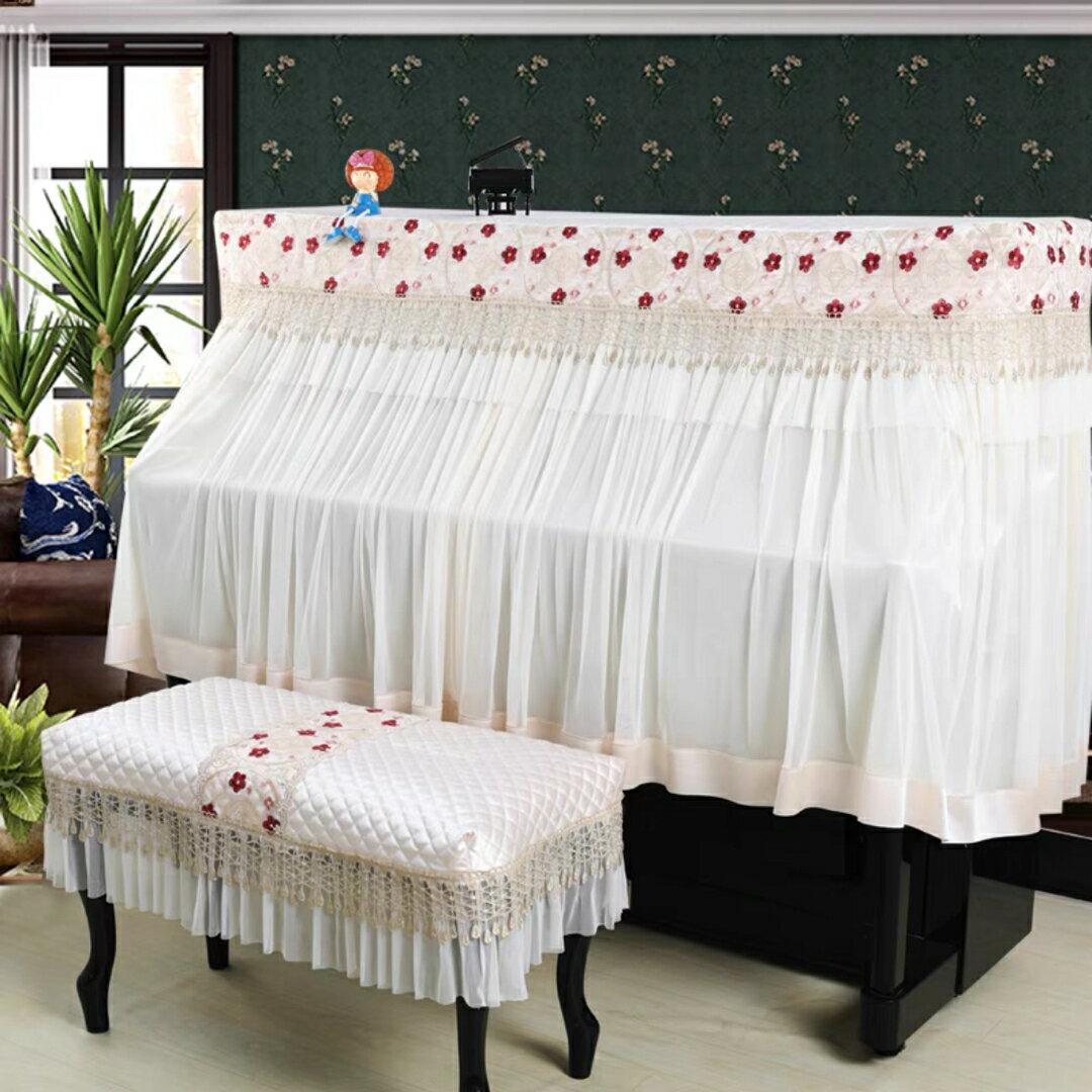 A039482高級ピアノカバー2点セット　イスカバー　防塵カバー 保護カバー 花柄