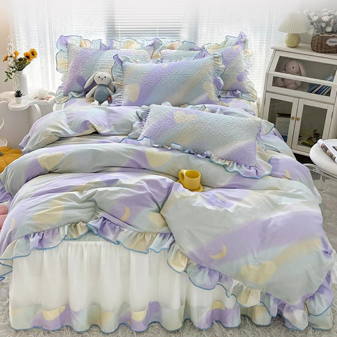 A039588ベッド用品4点セット掛け布団カバー 枕カバー ベッドパッド ワイドダブルサイズ