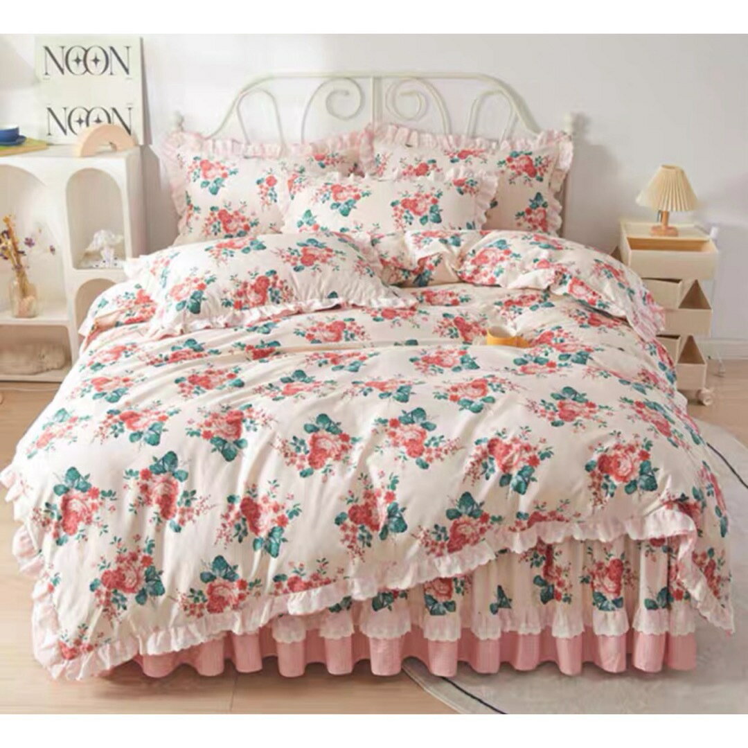 A039591ベッド用品4点セット掛け布団カバー 枕カバー ベッドパッド ワイドダブルサイズ