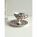 A039609ミニティー・コーヒーカップセット カップ&ソーサー2客セット .花柄ティーセット