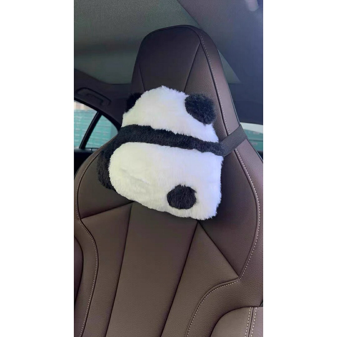 A033742動物 ヘッドレスト用　車グッズ　面白グッズ　車用クッション 車用枕 パンダ