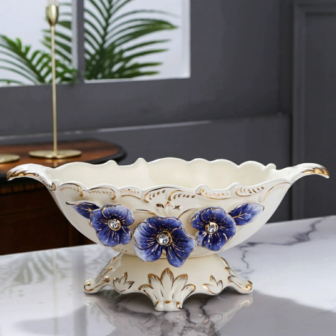 楽天リタハウス　楽天市場店A033882高級果物皿．盛り皿 お菓子皿、フルーツプレート、花柄豪華〜果物カゴ お菓子鉢