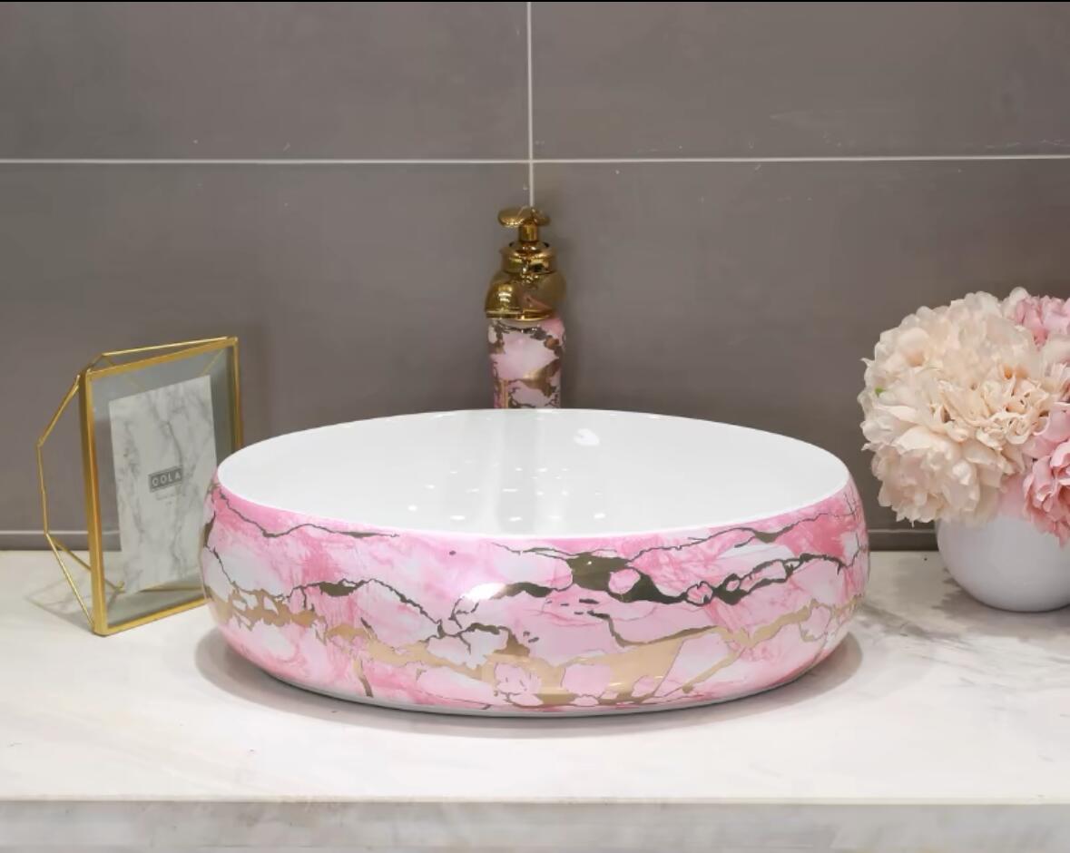 A001963高級洗面台 洗面ボウルセット 洗面ボール 陶器 手水鉢 手洗器 手洗い鉢 洗面器 蛇口 排水金具付..