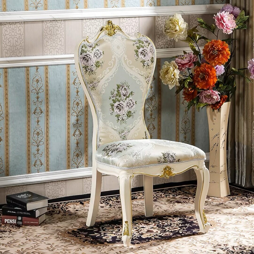 A034145ダイニングチェア　姫系アンティーク調家具 椅子 猫足イス ロマンチック ロココ調