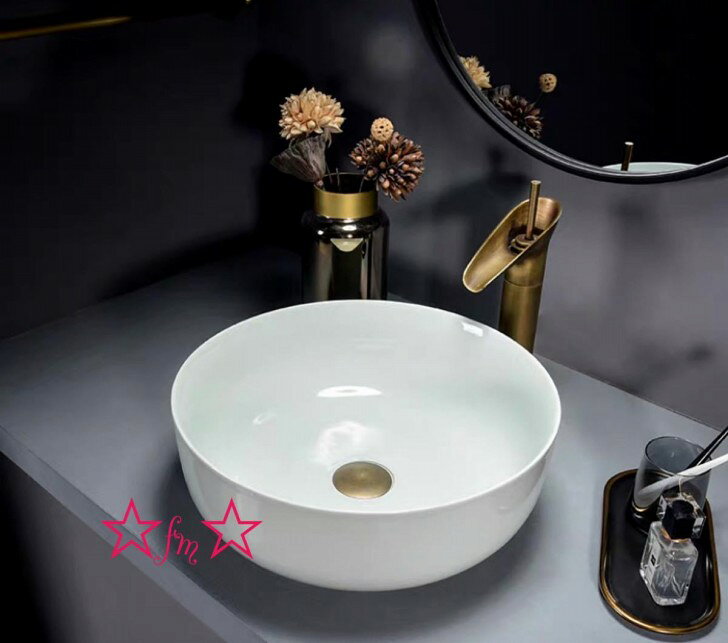 Rakuten - A043444高級洗面台 洗面ボウルセット ．洗面ボール 陶器 手水鉢 ．手洗器 手洗い鉢 洗面器 蛇口 排水金具付き