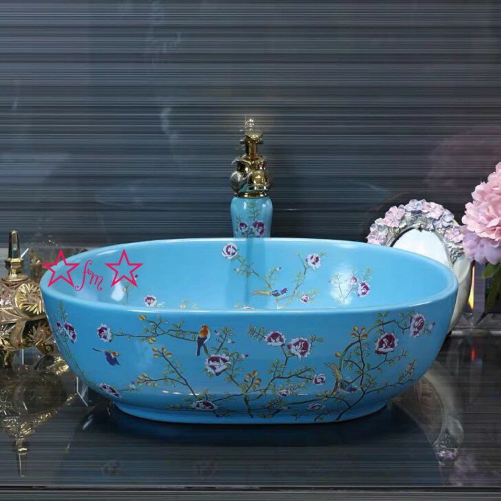 高級洗面台 洗面ボウルセット ．洗面ボール 陶器 手水鉢 ．手洗器 手洗い鉢 洗面器 蛇口 排水金具付き