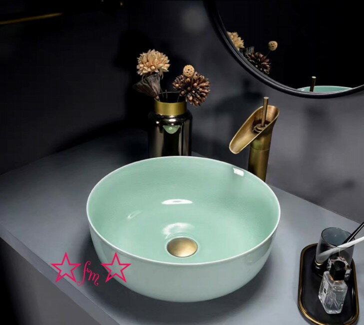 A014234高級洗面台 洗面ボウルセット 洗面ボール 陶器 手水鉢 ．手洗器 手洗い鉢 洗面器 蛇口 排水金具付き