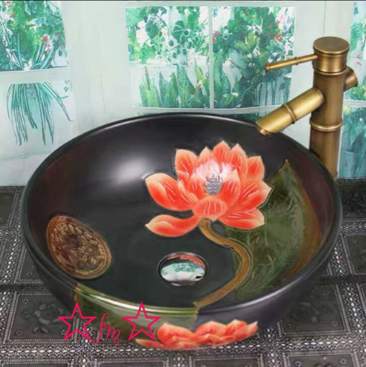 A048746高級洗面台 洗面ボウルセット 洗面ボール 陶器 手水鉢 手洗器 手洗い鉢 洗...