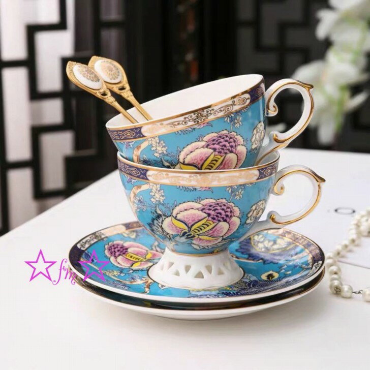 A028723高級西洋ティー・コーヒーカップセット カップ＆ソーサー4客セット ．陶磁器ティーセット