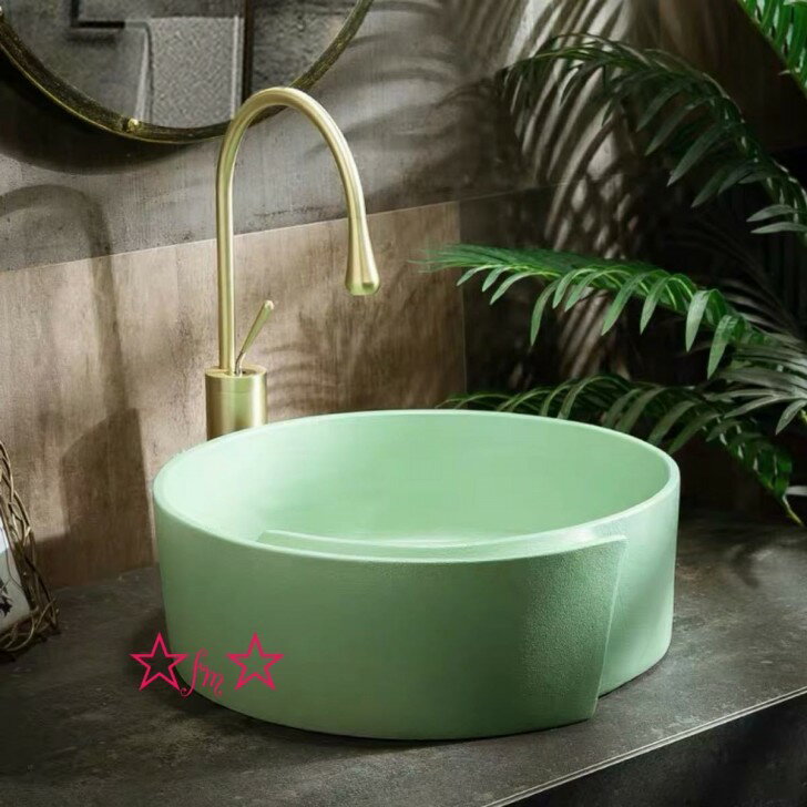 A012990高級洗面台 洗面ボウルセット 洗面ボール ．陶器 手水鉢 手洗器 手洗い鉢 洗面器 蛇口 排水金具付き