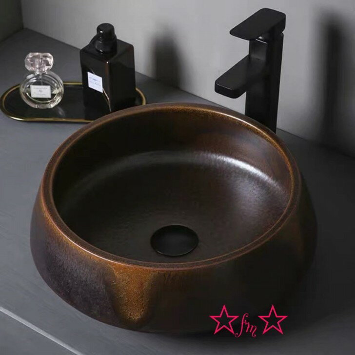 A020203高級洗面台 洗面ボウルセット 洗面ボール 陶器 ．手水鉢 手洗器 手洗い鉢 洗面器 蛇口 排水金具付き