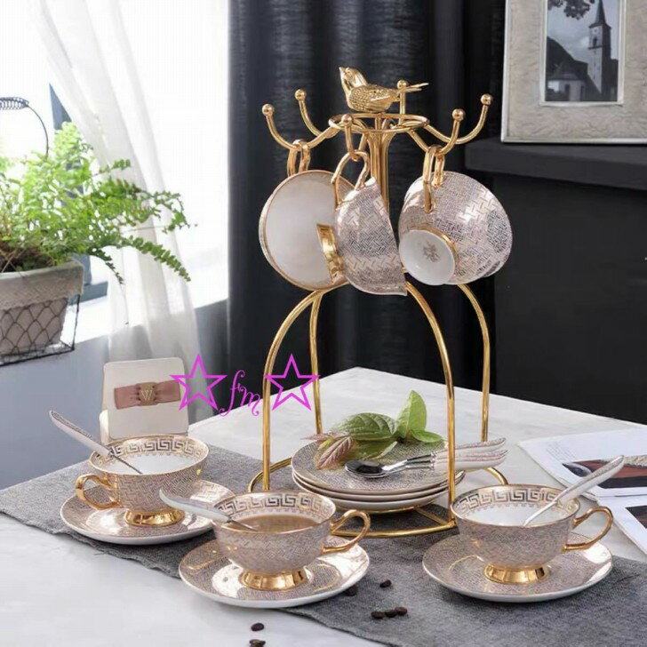 A056559高級西洋ティー・コーヒーカップセット カップ＆ソーサー6客セット 陶磁器ティーセット