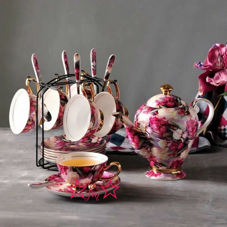 A060802高級西洋ティー・コーヒーカップセット カップ＆ソーサー6客セット ．陶磁器ティーセット