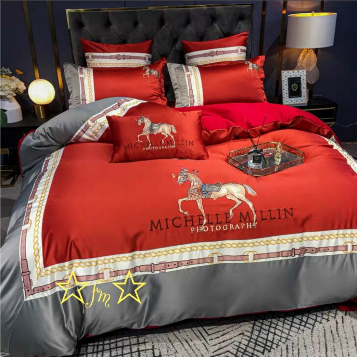 A012927高級ワイドダブル ベッド用品4点セット ．寝具 ボックスシーツ　枕カバー掛け布団カバー ベッド..