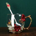 A026952バラ ガラス製 ティーカップ 2点セット食器 コーヒーカップ
