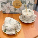 A036769ティー・コーヒーカップセット カップ&ソーサー2客セット 陶磁器ティーセット花柄