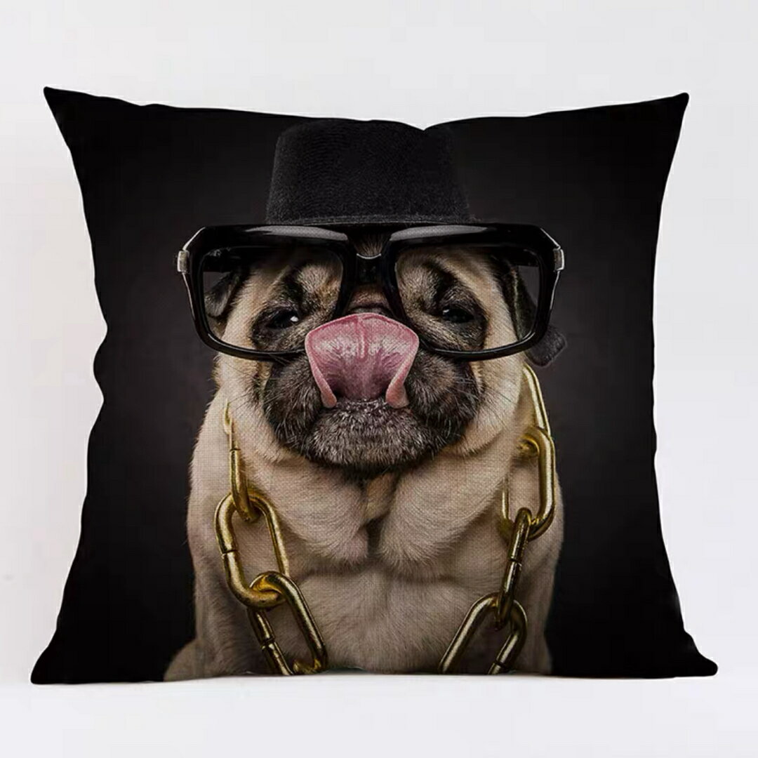 A034364癒し系　クッションカバー45×45cmクッション パグカバー 雑貨