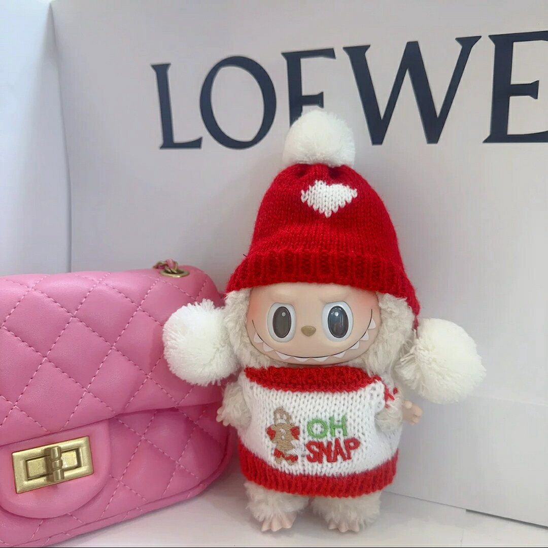 A034371新品2点セット　クリスマスlabubuラブブぬいぐるみ服17cm着せ替え着ぐるみ