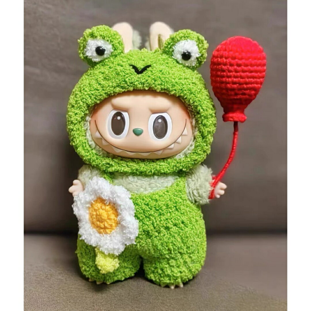 A034425新品2点セット カエル仮装labubuラブブぬいぐるみ服17cm着せ替え着ぐるみ