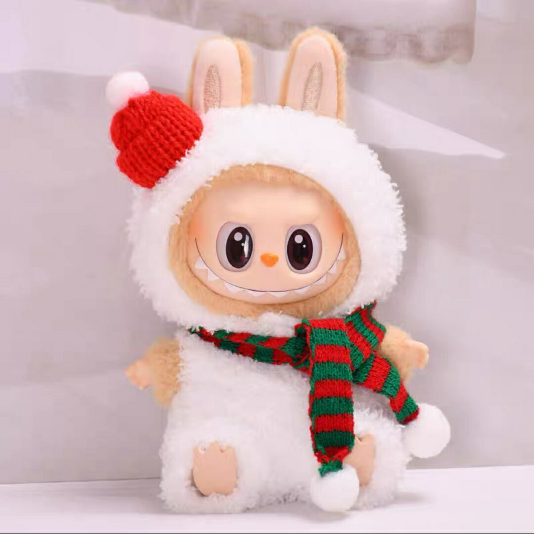 A034598新品2点セット雪だるま仮装labubuラブブぬいぐるみ服17cm着せ替え着ぐるみ