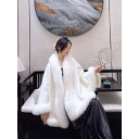 A034806豪華肩掛け 大判ショール ファーストール 毛皮風ケープ 結婚式 ボレロ ポンチョ