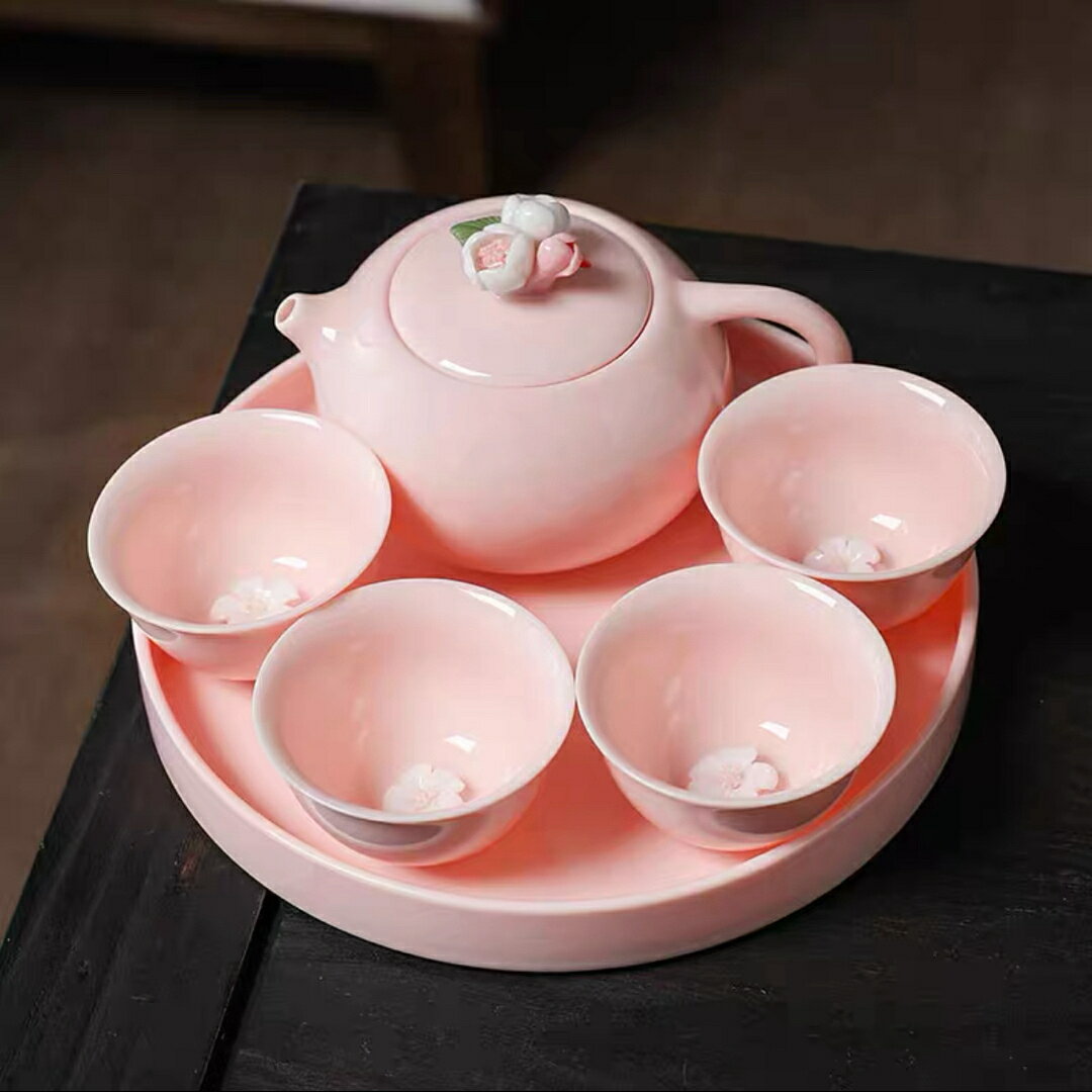 Rakuten - A0349354客茶器揃 茶器セット お茶 立体の花　陶器 湯呑み 急須茶器セット