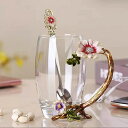 A035009花柄 コーヒーカップ ガラス製 ティーカップ 2点セット食器 コーヒーカップ