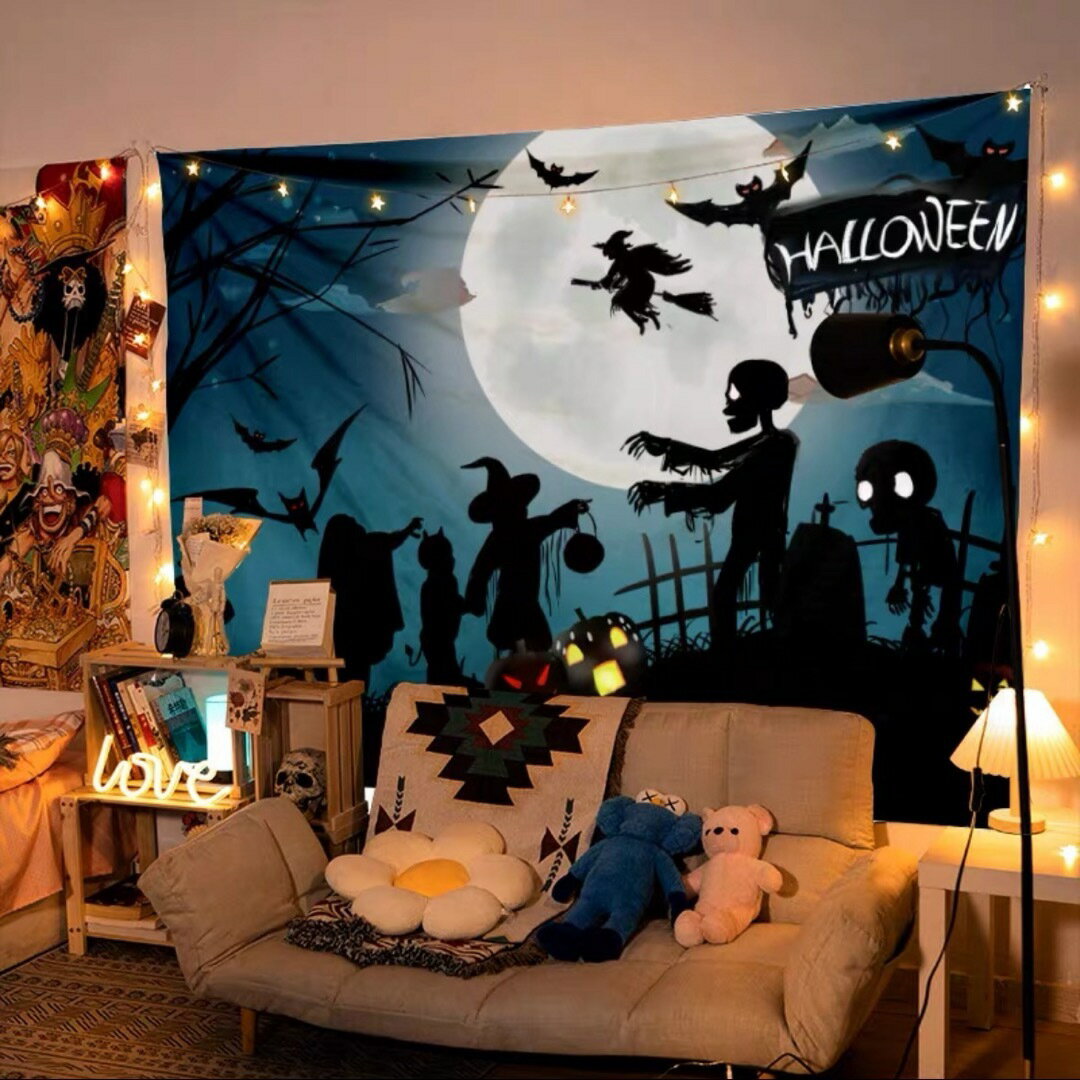 A035068ハロウィン タペストリー 壁掛け ポスター フォト 背景布 Halloween