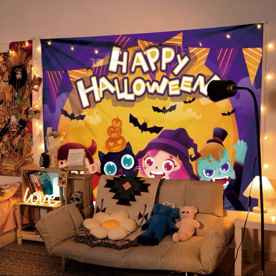 A035069ハロウィン タペストリー 壁掛け ポスター フォト 背景布 Halloween