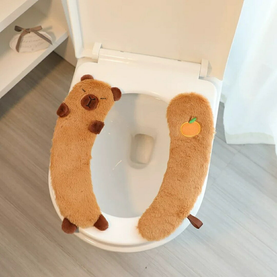 a062949癒し系カピバラ便座カバーもふもふ触感 洗濯OK トイレが可愛くなるアニマルカバー