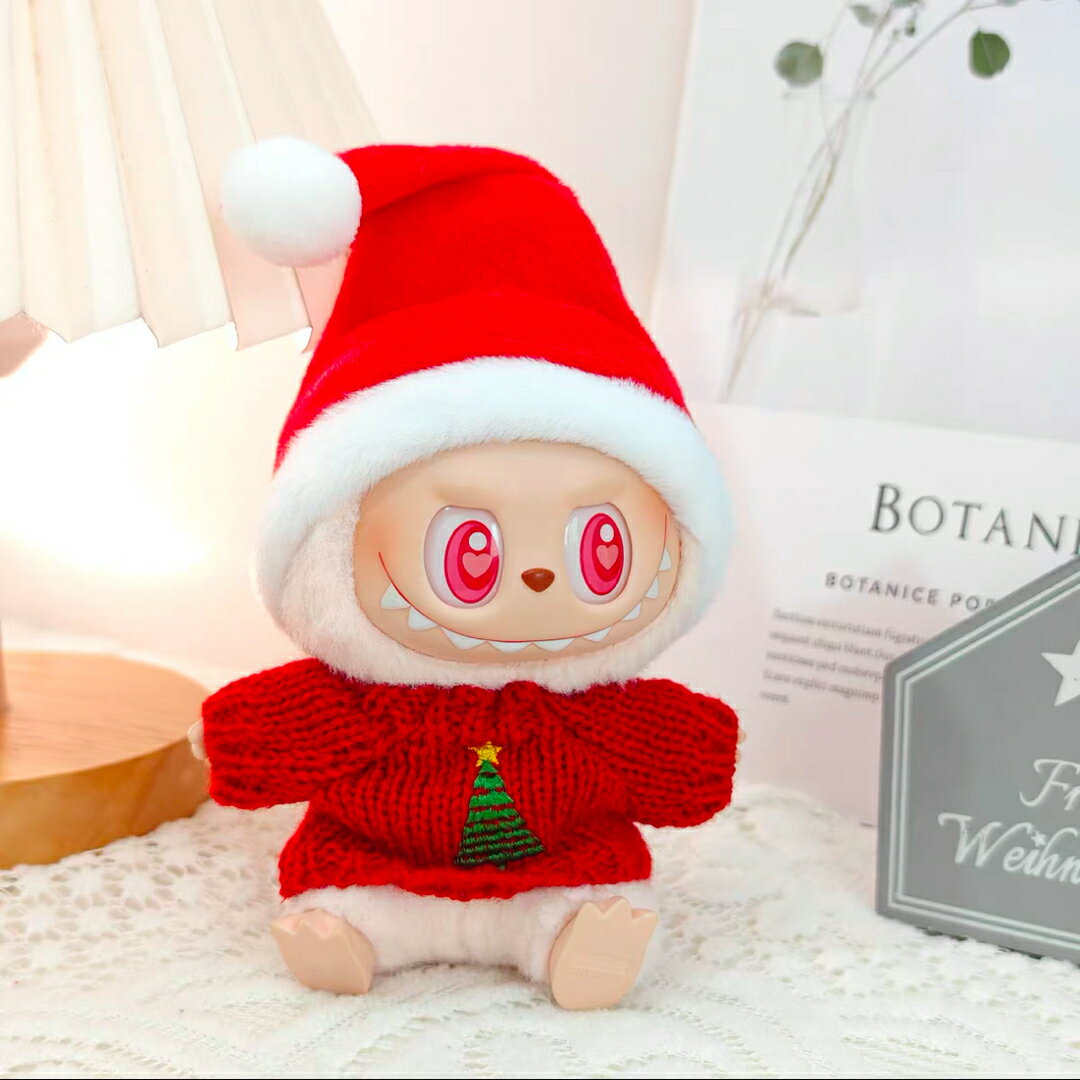 a063067新品2点セット クリスマスlabubuラブブぬいぐるみ服17cm着せ替え着ぐるみ