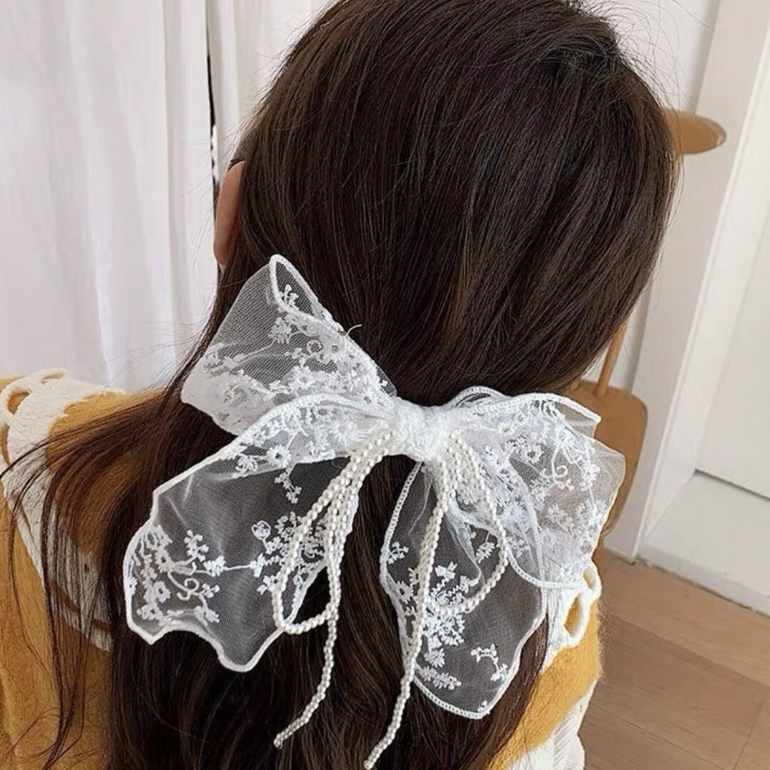a063183髪飾り 花嫁 リボン ヘアピン 髪留め ヘアアクセサリー ヘッドドレス 結婚式