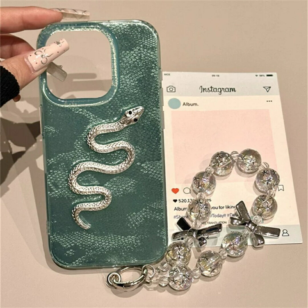 a063342スネークモチーフ iPhoneケース メタリックヘビデザイン上品カラー全機種対応