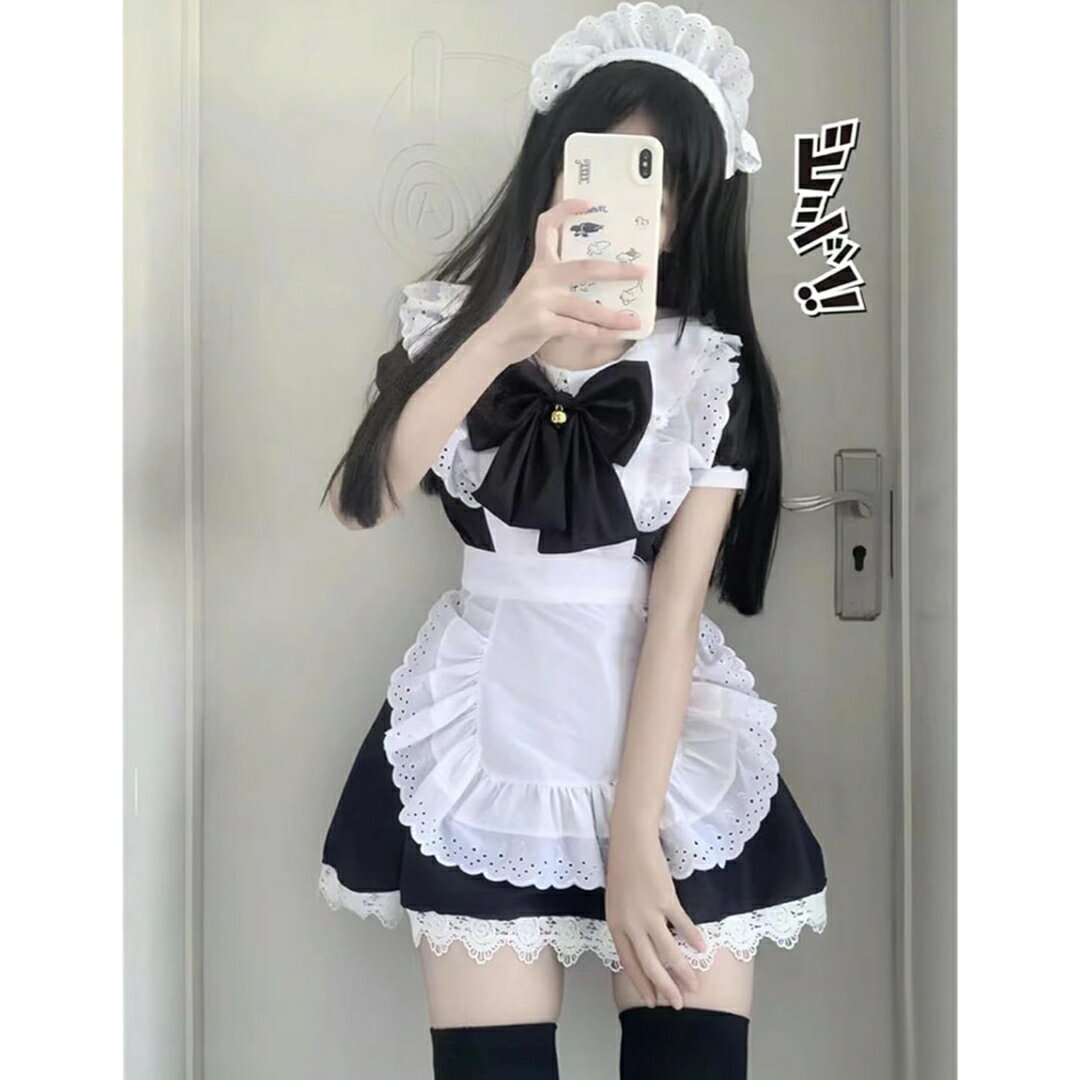 a063437メイド服 コスプレ ロリータ ワンピース 4点セット メイド 仮装コスチューム