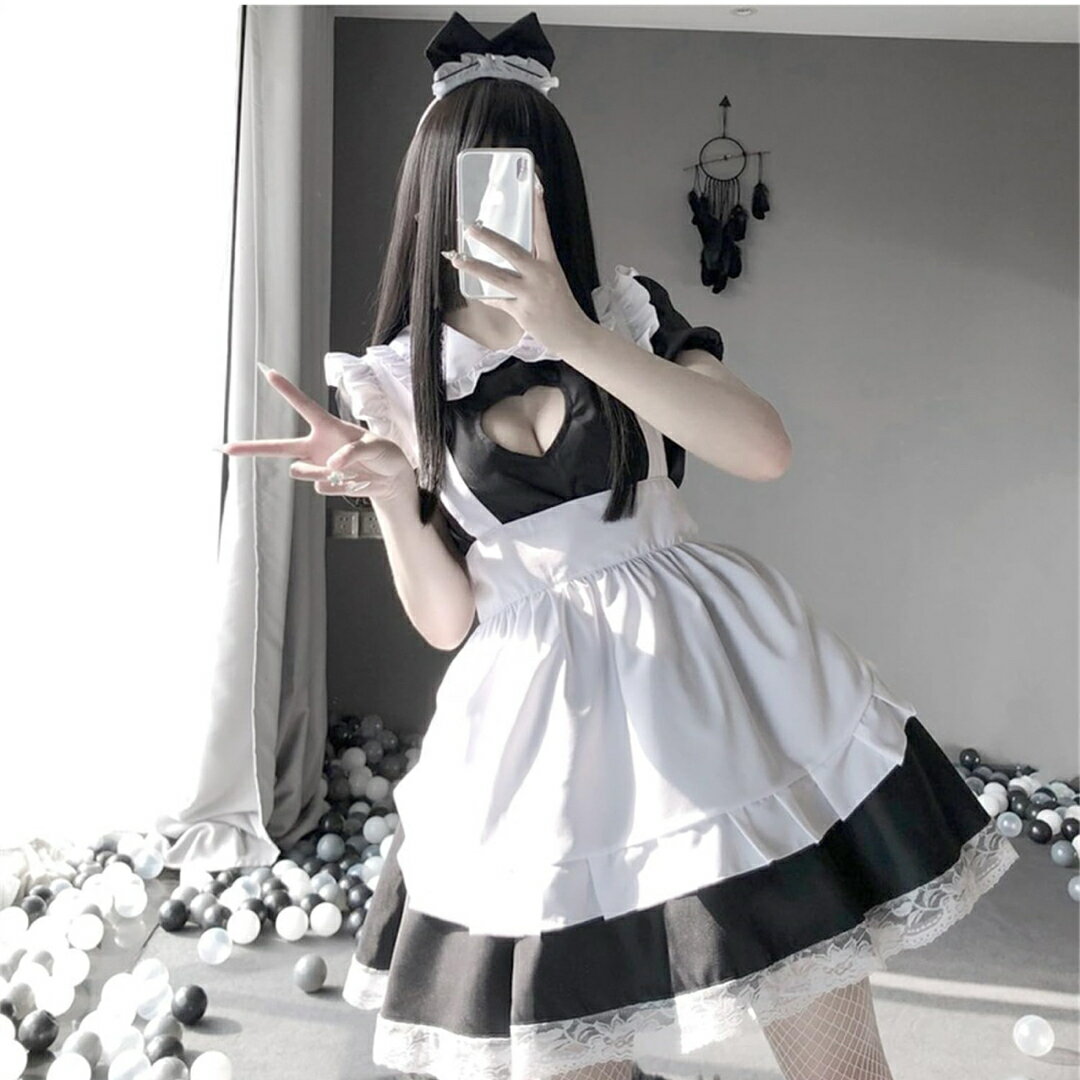 a063440メイド服 コスプレ セット 仮装エプロン ロリータ 衣装 ランジェリー3点セット