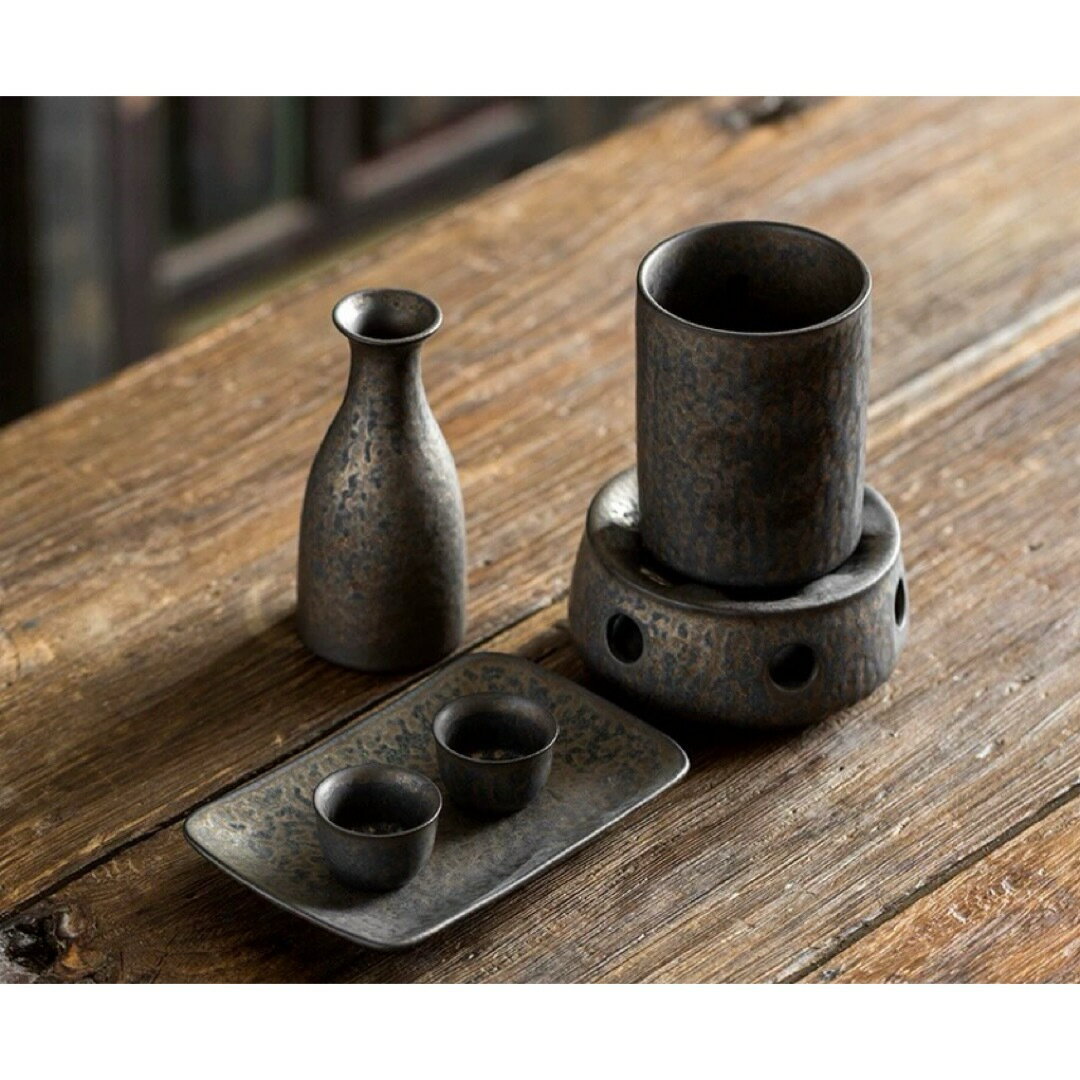 a063736酒器 徳利 熱燗 焼酎 日本酒 清酒 食器 陶器 酒燗器 保温器 温燗 おちょこ