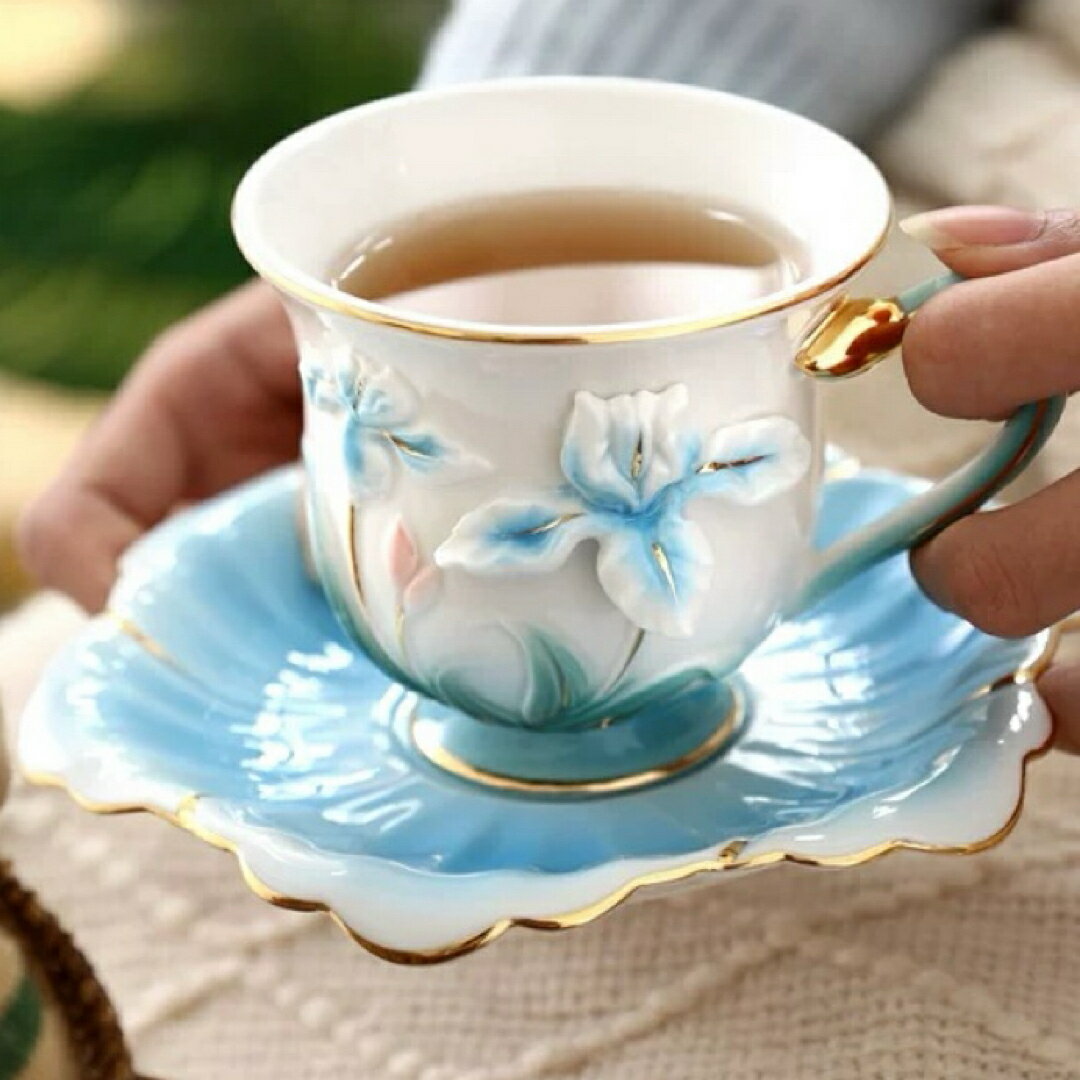 a063904花柄ティー・コーヒーカップセット カップ&ソーサー2客セット 陶磁器ティーセット