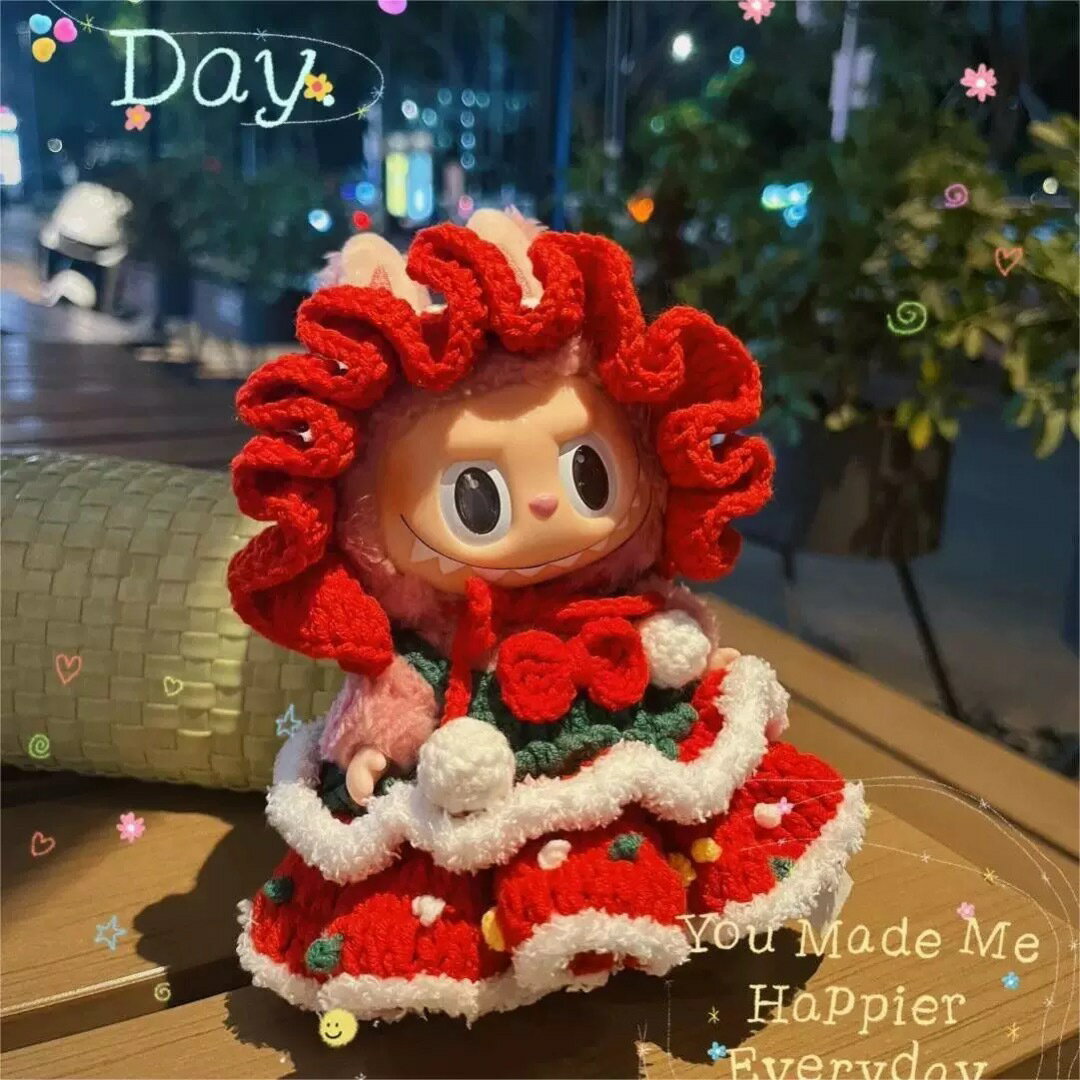 A066191新品2点セットクリスマスlabubuラブブぬいぐるみ服17cm着せ替え着ぐるみ