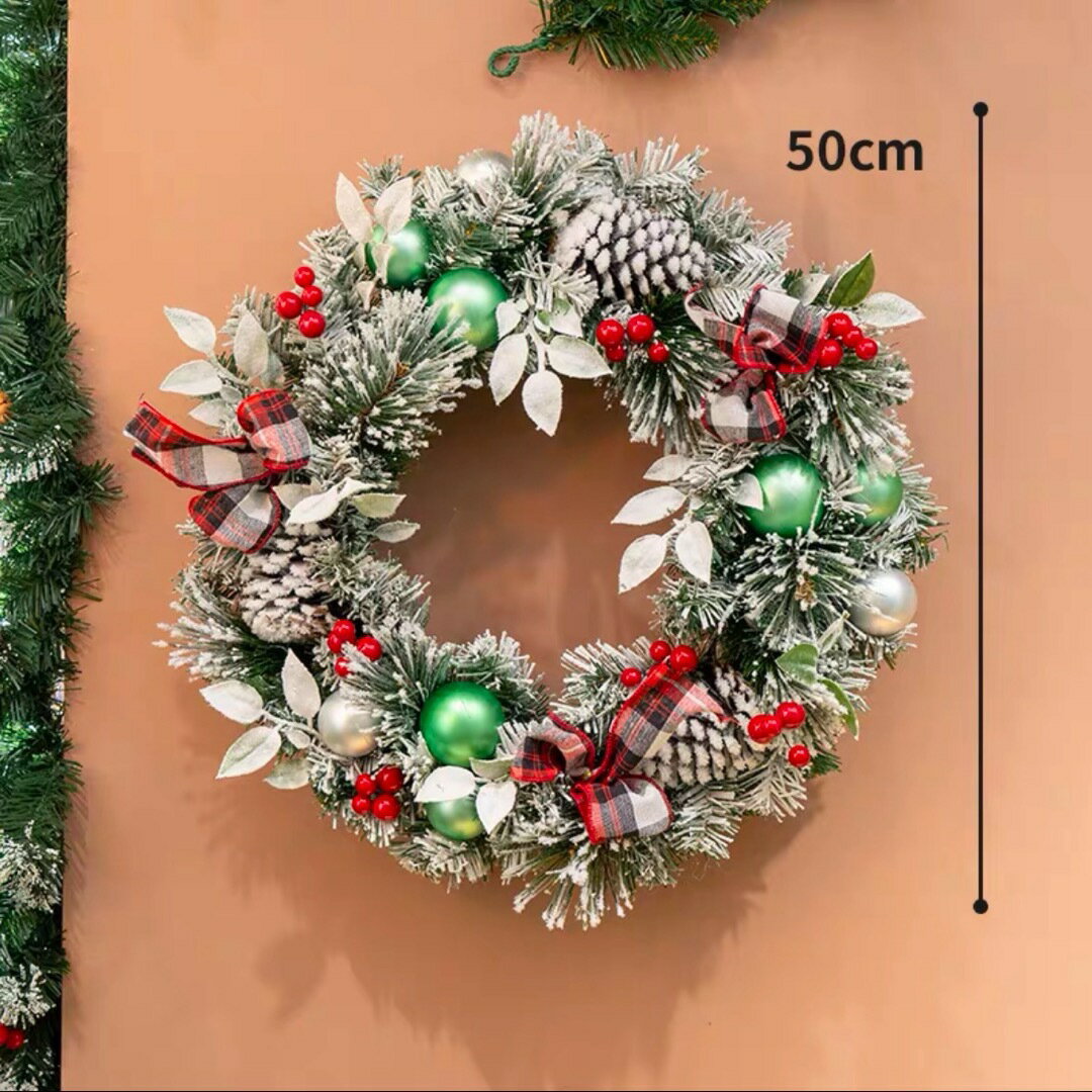 a063986クリスマスリース クリスマススワッグ 壁飾り 人工造花 デラックスリース