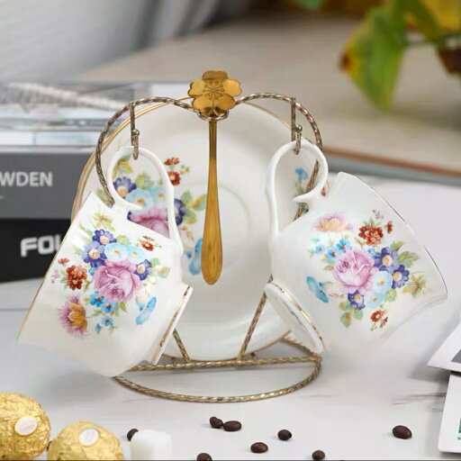 a064034花柄ティー・コーヒーカップセット カップ&ソーサー2客セット 陶磁器ティーセット a064034花柄ティー・コーヒーカップセット カップ&ソーサー2客セット 陶磁器ティーセット