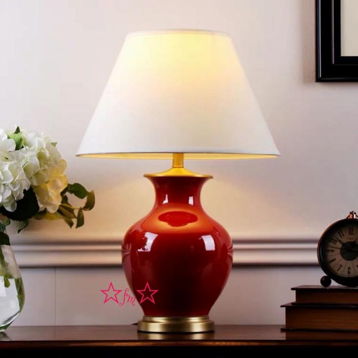 A014189照明スタンドライト テーブルランプ デスクライト．高級陶器卓上ステンド 高さ64cm