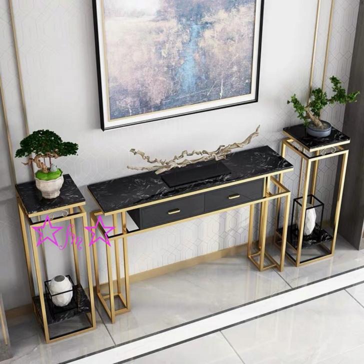 A027451高級人造大理石サイドテーブル コンソールテーブル 玄関テーブル 花台 電話台 アンティーク調デザイン 幅100cm [2]