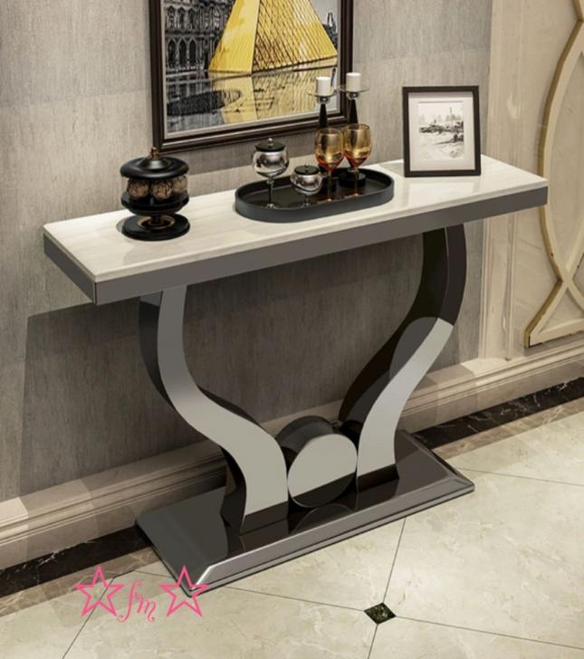 A026117高級人造大理石サイドテーブル コンソールテーブル 玄関テーブル 花台 電話台 アンティーク調デ..