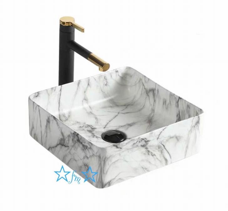 A047370置き型洗面ボウルセット ．手洗い器デザイン 陶磁器 手洗い鉢 洗面台 蛇口 排水ホース付き 幅37cm