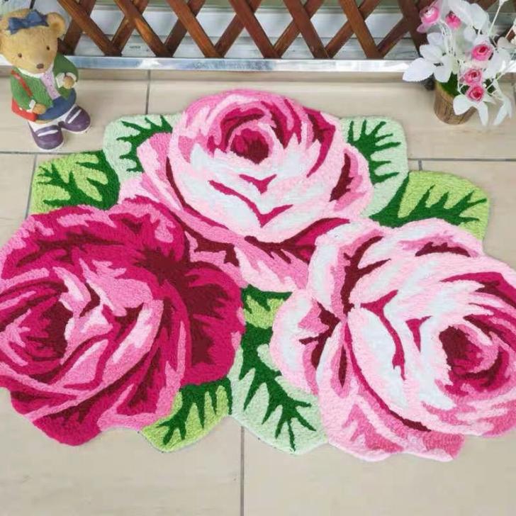 乐天商城 - A056868ラグマット リビングマット 玄関マット．カーペット．お風呂マット 80x60 薔薇雑貨